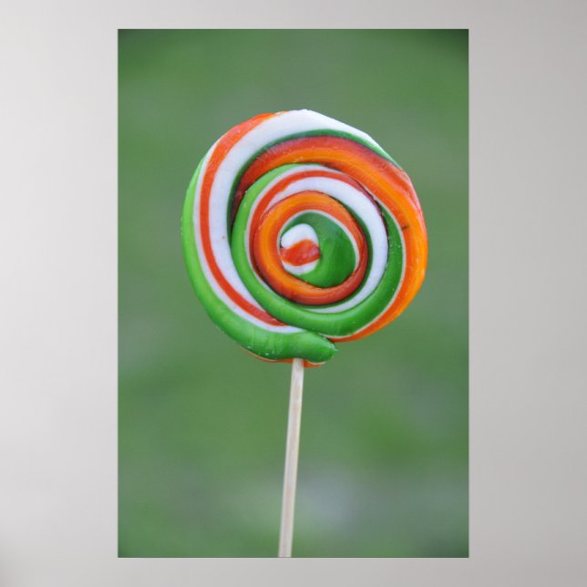 Lollipop för orange och grönt poster (Framsidan)