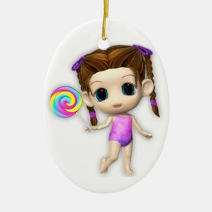 Lollipop Girl Cutie Julgransprydnad Keramik