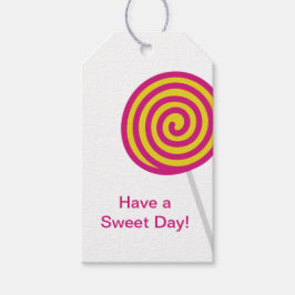 Lollipop har en.Sweet Day Rosa and Gult Presentetikett