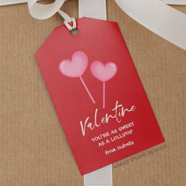 Lollipop Hearts Valentine Presentetikett (Personalize these gift tags with your girl's name and make a thoughtful gift this Valentine's Day.)