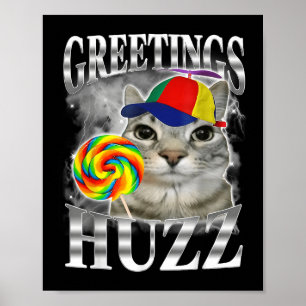 Lollipop Katt Meme Hälsningar Huzz Rollig Dum Katt Poster