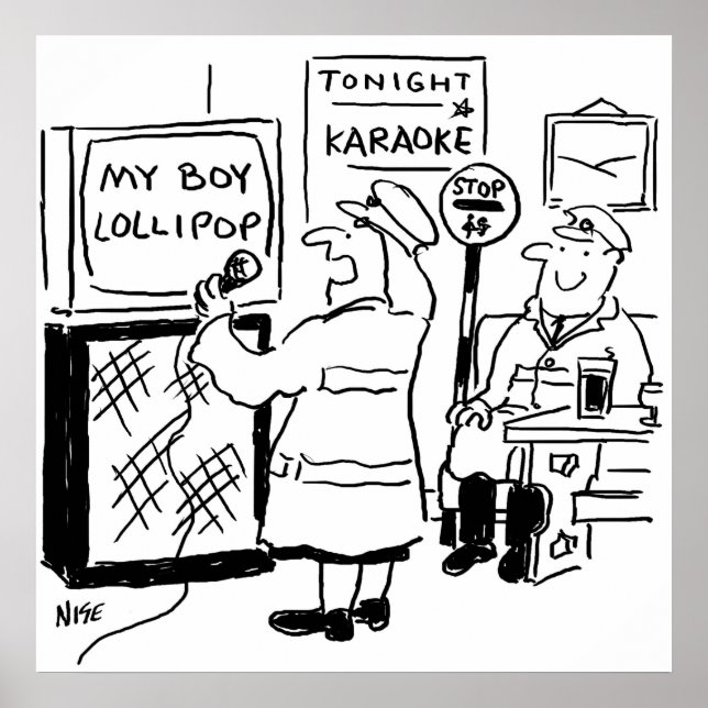 Lollipop Man Enjoys Karaoke Poster (Framsidan)