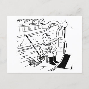 Lollipop Man fiskar med sin Lollipop Vykort