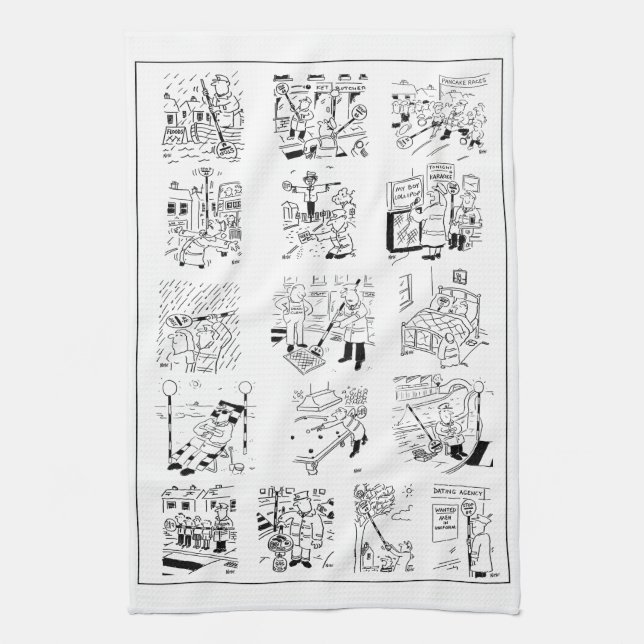 Lollipop Man Selection of Funny Tecknads på en Kökshandduk (Vertikal)