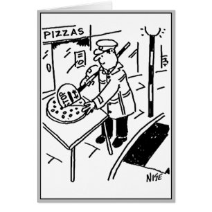 Lollipop Man skär en Pizza Hälsningskort