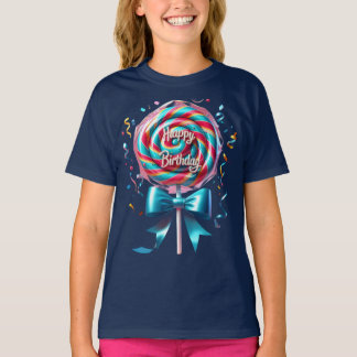 Lollipop med turkos Bow och Streamers T Shirt