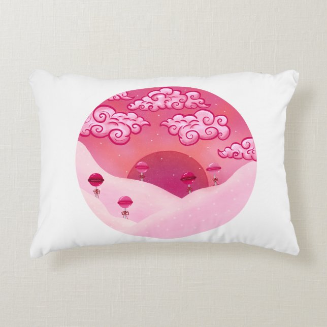 Lollipop och söt moln illustration prydnadskudde (Framsidan)