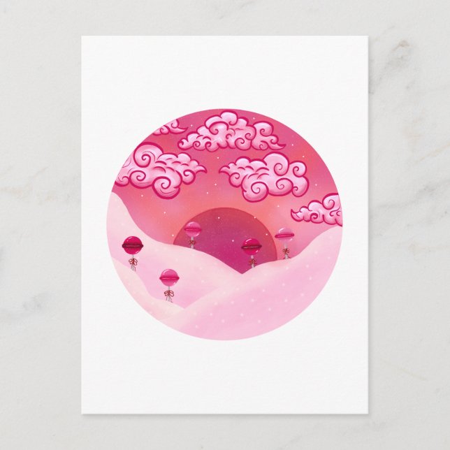 Lollipop och söt moln illustration vykort (Framsida)