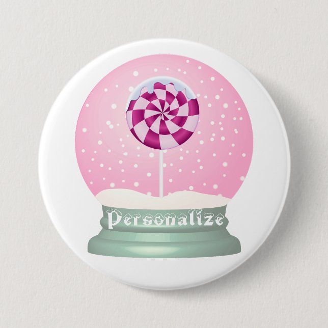 Lollipop snöglob söt rosa flicka vinter knapp (Framsida)