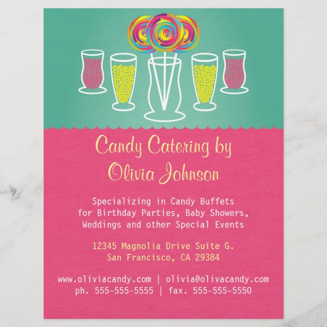 Lollipop Stil Candy Catering Business Flyer (Framsidan)
