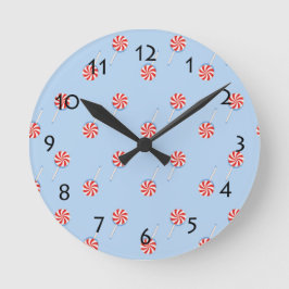 Lollipop Sweet Candy Blue Wall Rund Klocka