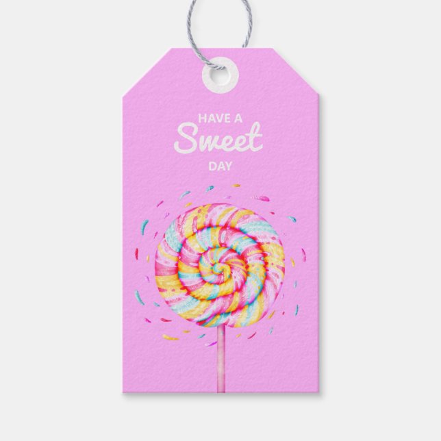 Lollipop Sweet Candy Caramel droppar Illustration Presentetikett (Framsidan)