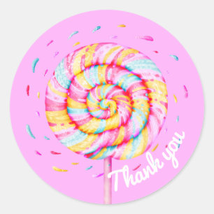 Lollipop Sweet Candy Caramel Droppar Tack Runt Klistermärke