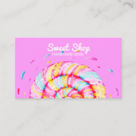 Lollipop Sweet Candy Illustration Homemade Rosa Visitkort
