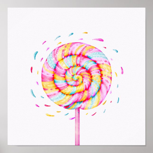 Lollipop Sweet Candy Illustration Poster (Framsidan)