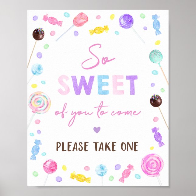Lollipop Sweet Shop Birthday Treat Sign Poster (Framsidan)