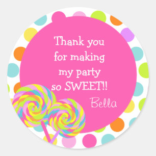 Lollipop Sweet Shoppe Favor Stickers Runt Klistermärke