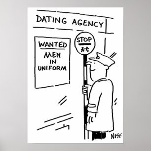 Lollipopmannen läser en dejtingbyråaffisch poster