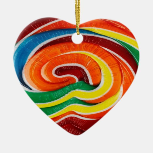 Lollipopphjärtsprydnad Julgransprydnad Keramik (Framsidan)