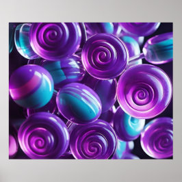 Lollipops in Shades of Lila and Teal Poster