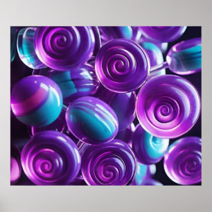 Lollipops in Shades of Lila and Teal Poster