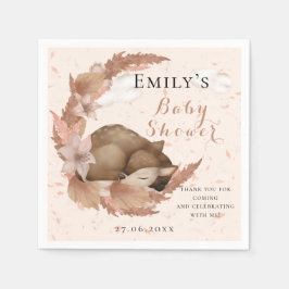 Lolly Bambi & Flowers Pastel Rosa Baby Shower Nap Pappersservett