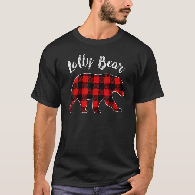 Lolly Bear Buffalo Plaid Matching Family Group Chr T Shirt (Framsida)