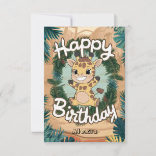 Lolly Colorful Giraffe Birthday Kort