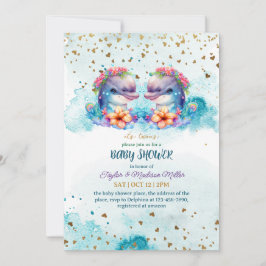 Lolly Dolphin Cute Twin Pojke Shower Inbjudningar