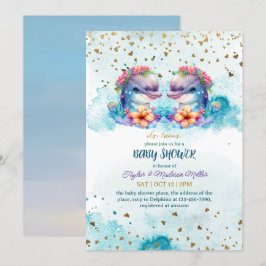 Lolly Dolphin Cute Twin Pojke Shower Inbjudningar
