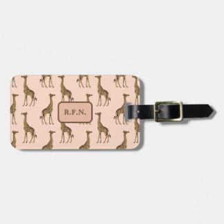 Lolly Giraffes Rosa och Brown Bagagebricka