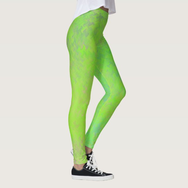 Lolly Lime Green Marlad Art Mönster Leggings (Höger)