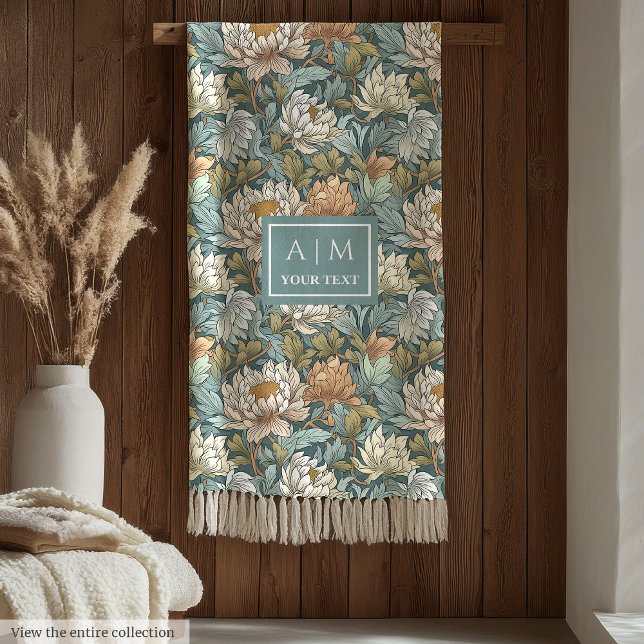 Lolly Morris stil personlig botaniskt tryck Fleecefilt (Lovely Morris style personalized botanical print Fleece Blanket)
