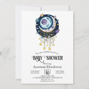 Lolly Mystical Stars Baby Shower Inbjudningar