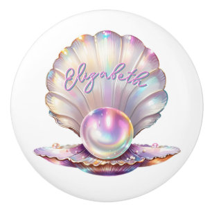 Lolly Pastel Iridescent Pearl Clamshell Knopp