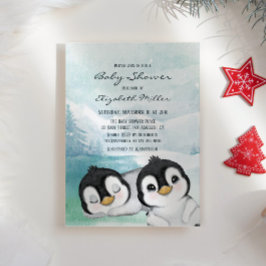 Lolly Penguins Snö Ligcape Baby Shower Inbjudningar