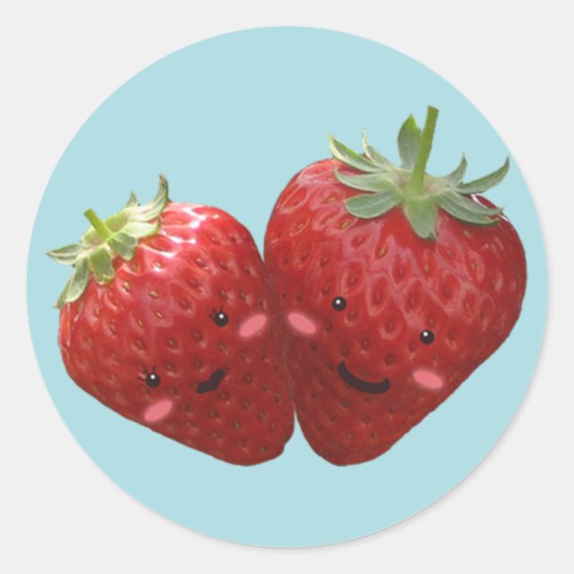 Lolly Strawberry par Sticker Runt Klistermärke (Framsida)