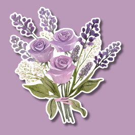 Lolly Watercolor Lavender Bukett med rosor Waterse Klistermärken