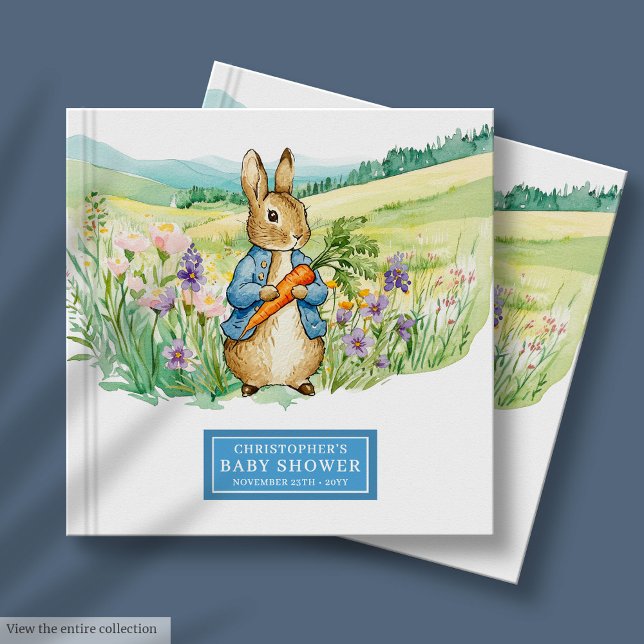 Lolly Watercolor Rabbit Baby Shower Guest Bok (Lovely Watercolor Rabbit Baby Shower Guest Book Boy)