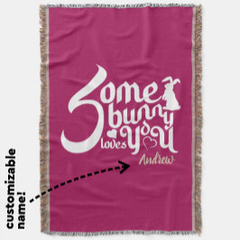 Lolly White och Magenta Bunny Pun Typography Filt