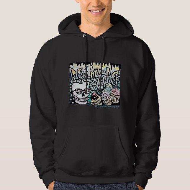 Lollygagging Skull med Muffinsar, Graffiti stil Hoodie (Framsida)