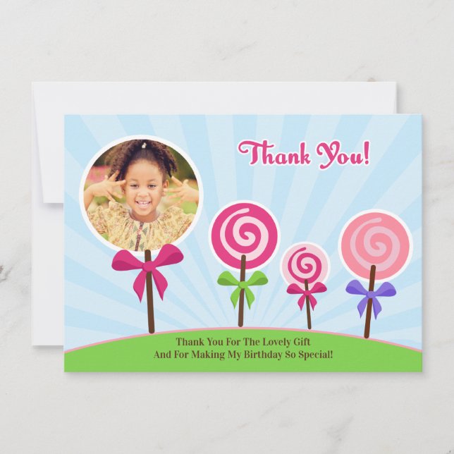 Lollypop-fotokort för Tack (Framsida)