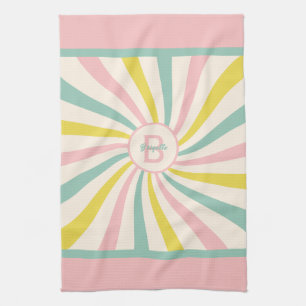 "Lollypop Vibes", retro monogram Kökshandduk
