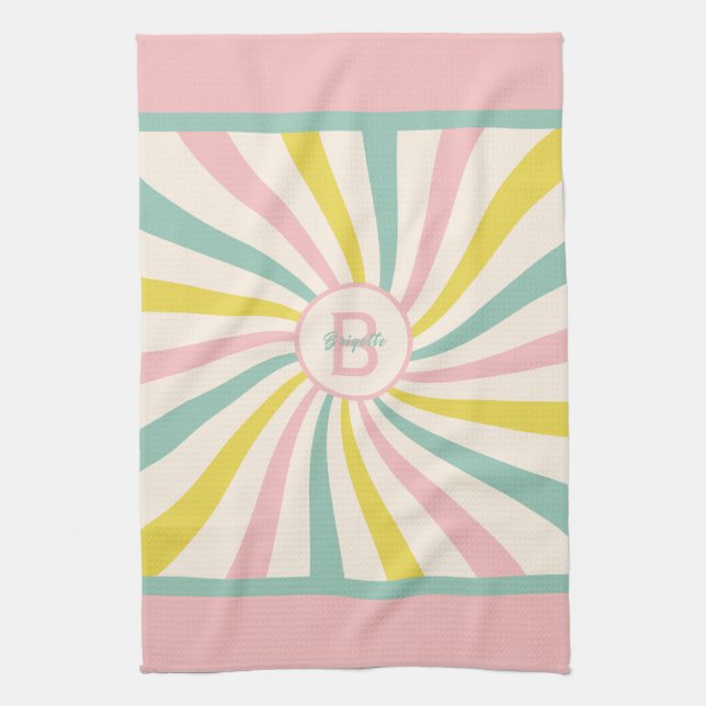"Lollypop Vibes", retro monogram Kökshandduk (Vertikal)