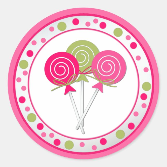 Lollypops Födelsedagsfest-etikett Runt Klistermärke (Framsida)