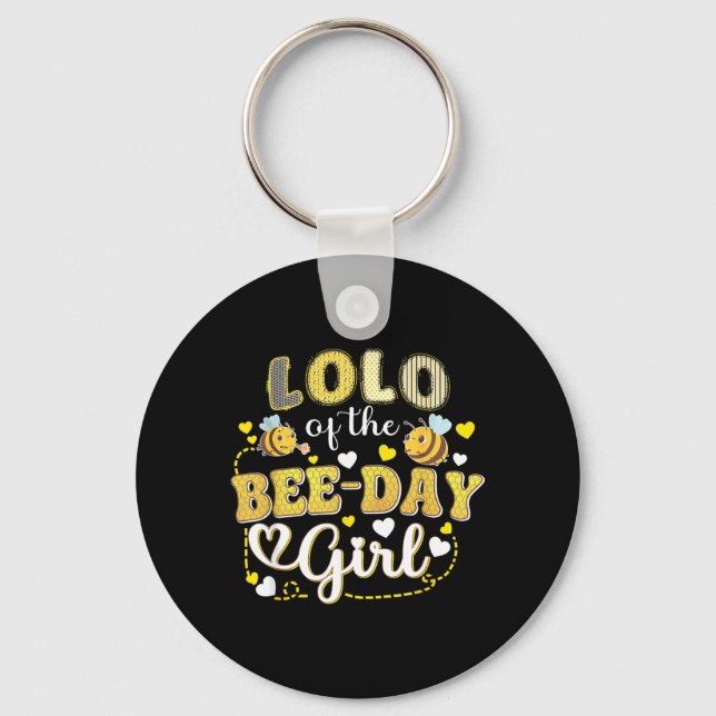 Lolo av Bee-Day-flickan Roligt bin födelsedagsfest Nyckelring (Framsida)