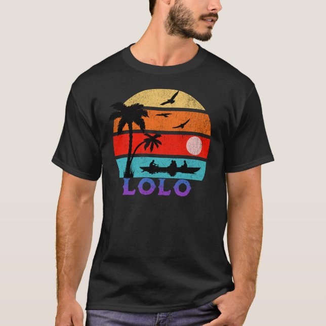 Lolo Retro Sunset Ocean Grandfather T Shirt (Framsida)