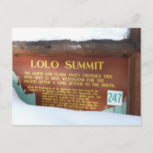 Lolo Summit Historiskt Minnesmärke i Snow, Idaho Vykort