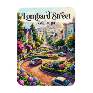 Lombard Street krokiga sektionen Kalifornien Magnet
