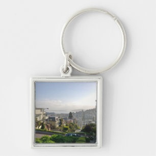 Lombard Street - San Francisco, Kalifornien Fyrkantig Silverfärgad Nyckelring